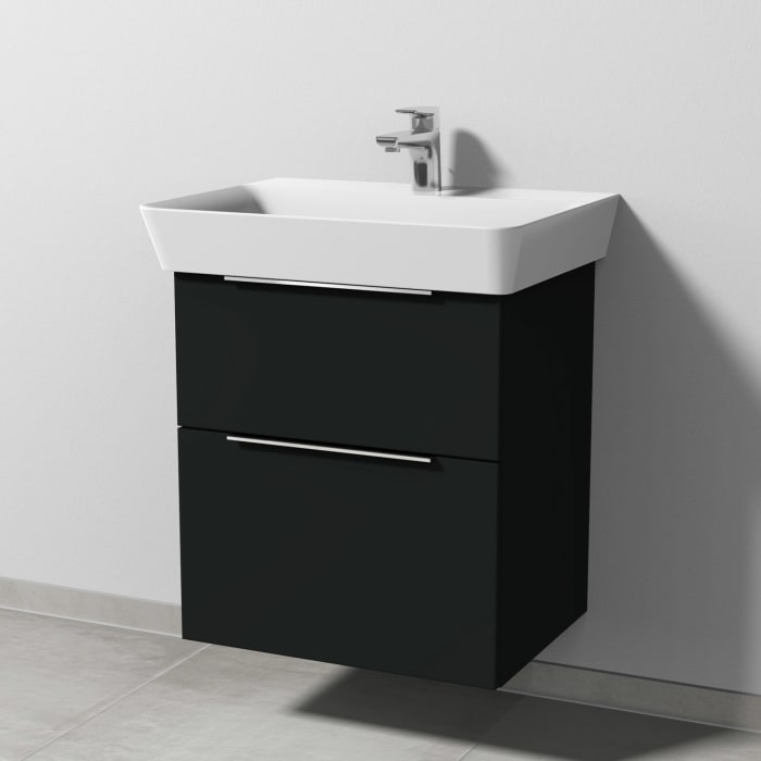 Sanipa 3way Waschtischunterbau für Keramik-Waschtisch Connect Air Cube 60 cm, 2 Auszüge mit Aufsatzgriff