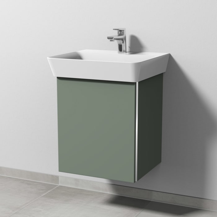 Sanipa 3way Waschtischunterbau für Keramik-Waschtisch Connect Air Cube 50 cm, 1 Tür, Anschlag links, mit Griffleiste