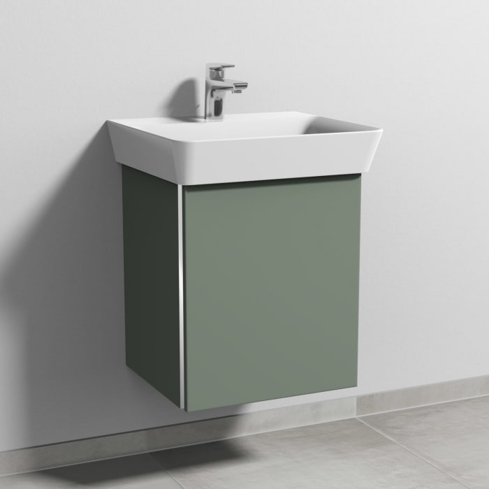 Sanipa 3way Waschtischunterbau für Keramik-Waschtisch Connect Air Cube 50 cm, 1 Tür, Anschlag rechts, mit Griffleiste