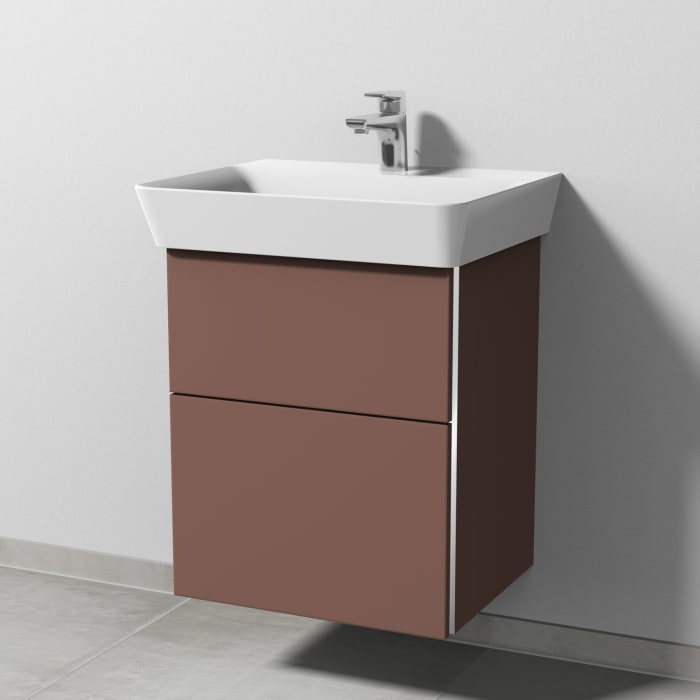 Sanipa 3way Waschtischunterbau für Keramik-Waschtisch Connect Air Cube 55 cm, 2 Auszüge mit Griffleisten