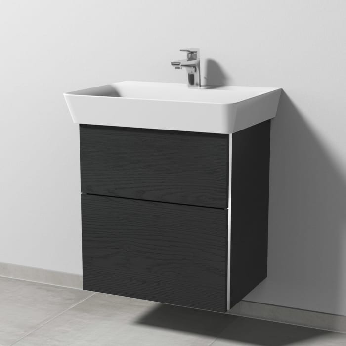 Sanipa 3way Waschtischunterbau für Keramik-Waschtisch Connect Air Cube 60 cm, 2 Auszüge mit Griffleisten