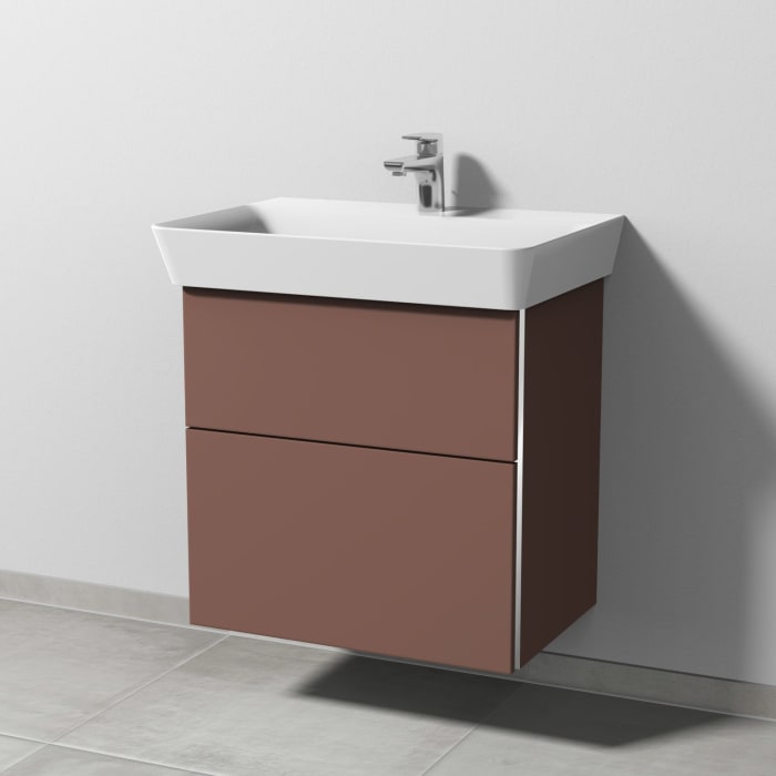 Sanipa 3way Waschtischunterbau für Keramik-Waschtisch Connect Air Cube 65 cm, 2 Auszüge mit Griffleisten