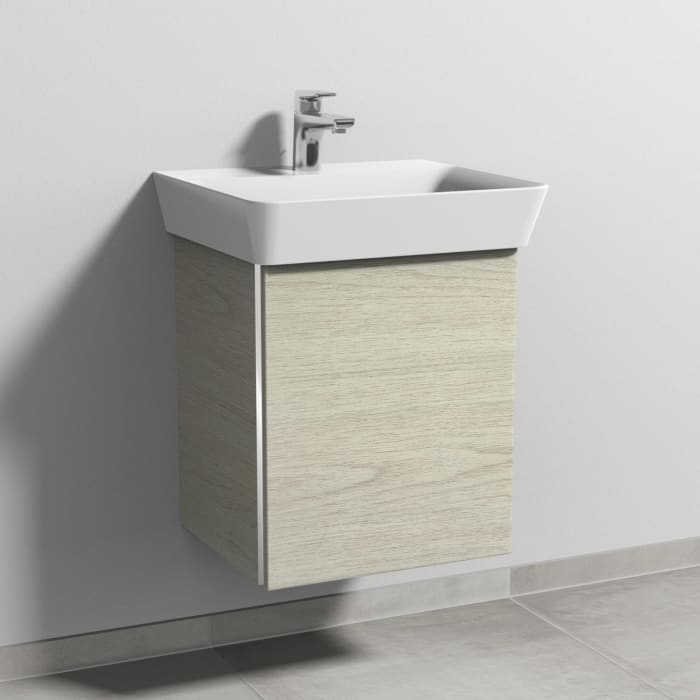 Sanipa 3way Waschtischunterbau für Keramik-Waschtisch Connect Air Cube 50 cm, 1 Tür, Anschlag rechts, mit Griffleiste