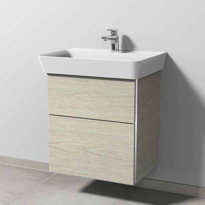 Sanipa 3way Waschtischunterbau für Keramik-Waschtisch Connect Air Cube 60 cm, 2 Auszüge mit Griffleisten
