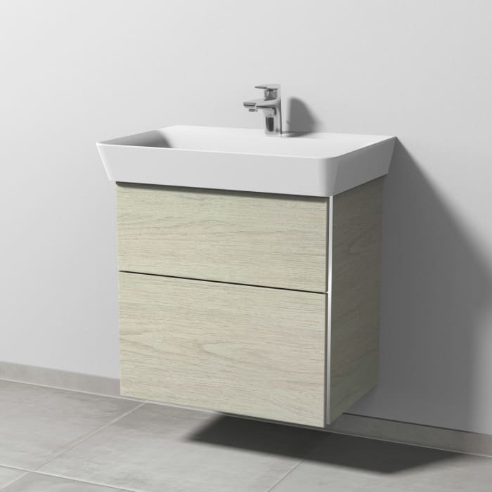 Sanipa 3way Waschtischunterbau für Keramik-Waschtisch Connect Air Cube 65 cm, 2 Auszüge mit Griffleisten