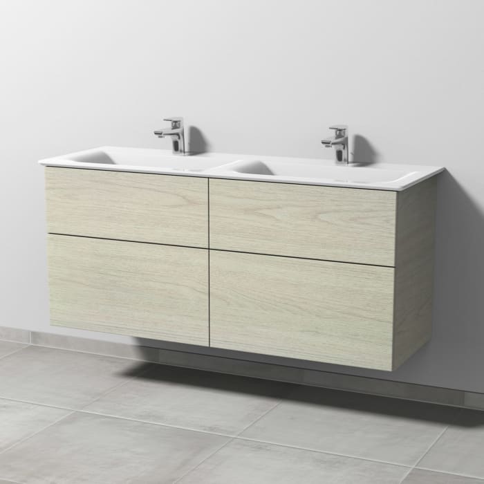 Sanipa 3way Waschtischunterbau für Keramik-Doppelwaschtisch Connect Air 134 cm, 4 Auszüge mit Push to open