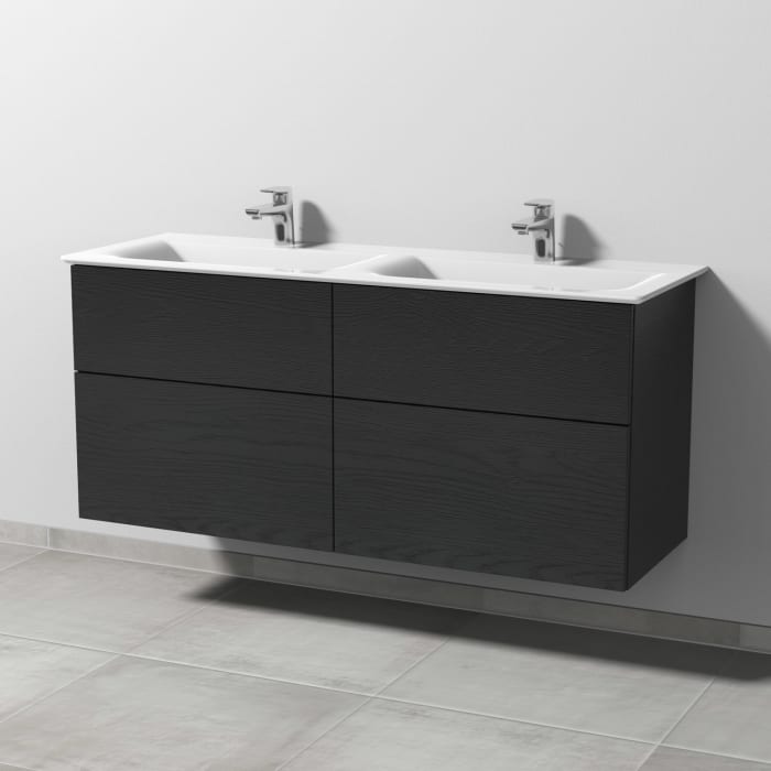 Sanipa 3way Waschtischunterbau für Keramik-Doppelwaschtisch Connect Air 134 cm, 4 Auszüge mit Push to open