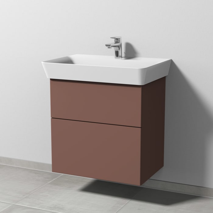 Sanipa 3way Waschtischunterbau für Keramik-Waschtisch Connect Air Cube 65 cm, 2 Auszüge mit Push to open