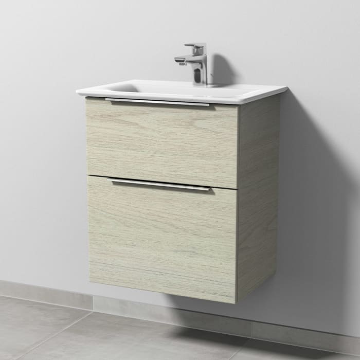 Sanipa 3way Waschtischunterbau für Keramik-Waschtisch Connect Air 54 cm, 2 Auszüge mit Aufsatzgriff