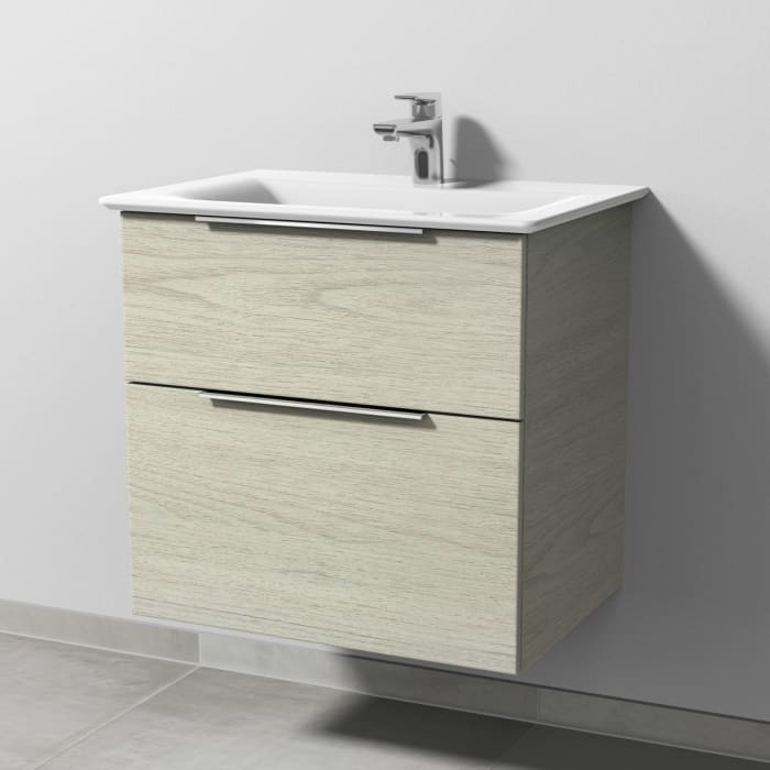 Sanipa 3way Waschtischunterbau für Keramik-Waschtisch Connect Air 64 cm, 2 Auszüge mit Aufsatzgriff