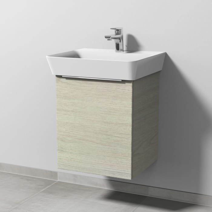 Sanipa 3way Waschtischunterbau für Keramik-Waschtisch Connect Air Cube 50 cm, 1 Tür, Anschlag links, mit Aufsatzgriff