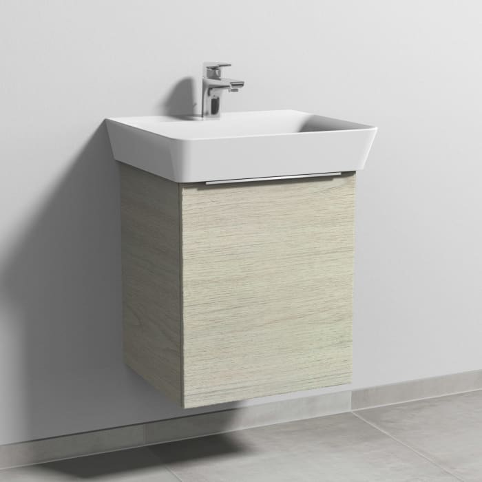 Sanipa 3way Waschtischunterbau für Keramik-Waschtisch Connect Air Cube 50 cm, 1 Tür, Anschlag rechts, mit Aufsatzgriff