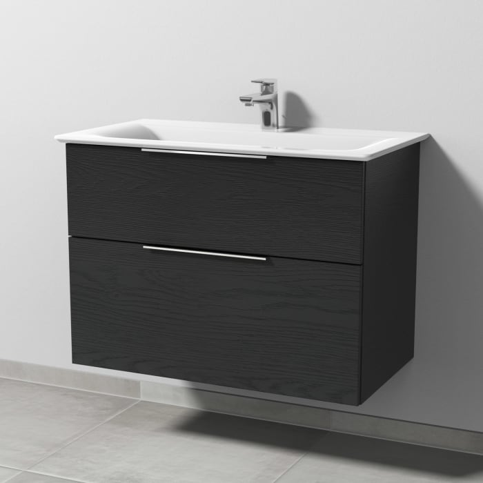 Sanipa 3way Waschtischunterbau für Keramik-Waschtisch Connect Air 84 cm, 2 Auszüge mit Aufsatzgriff