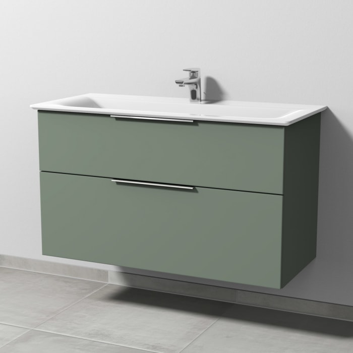 Sanipa 3way Waschtischunterbau für Keramik-Waschtisch Connect Air 104 cm, 2 Auszüge mit Aufsatzgriff