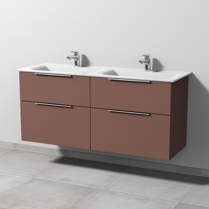 Sanipa 3way Waschtischunterbau für Keramik-Doppelwaschtisch Connect Air 134 cm, 4 Auszüge mit Aufsatzgriff