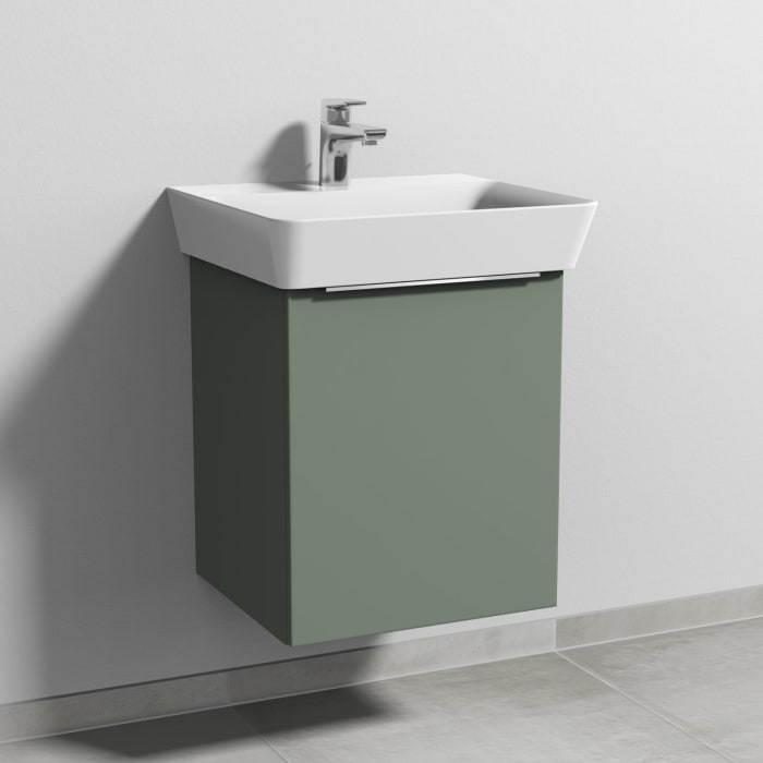 Sanipa 3way Waschtischunterbau für Keramik-Waschtisch Connect Air Cube 50 cm, 1 Tür, Anschlag rechts, mit Aufsatzgriff