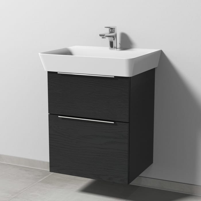 Sanipa 3way Waschtischunterbau für Keramik-Waschtisch Connect Air Cube 55 cm, 2 Auszüge mit Aufsatzgriff