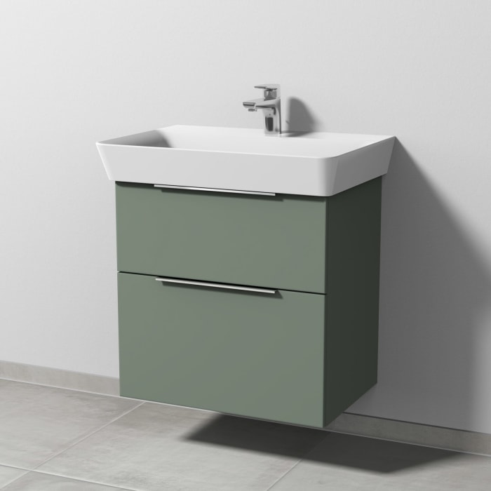 Sanipa 3way Waschtischunterbau für Keramik-Waschtisch Connect Air Cube 65 cm, 2 Auszüge mit Aufsatzgriff