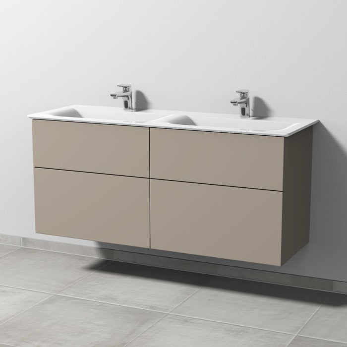 Sanipa 3way Waschtischunterbau für Keramik-Doppelwaschtisch Connect Air 134 cm, 4 Auszüge mit Push to open