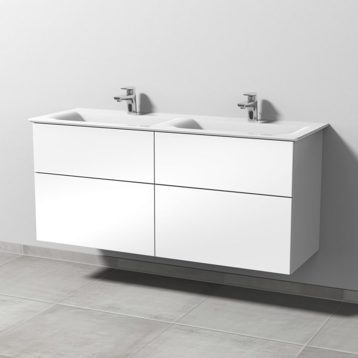 Sanipa 3way Waschtischunterbau für Keramik-Doppelwaschtisch Connect Air 134 cm, 4 Auszüge mit Push to open
