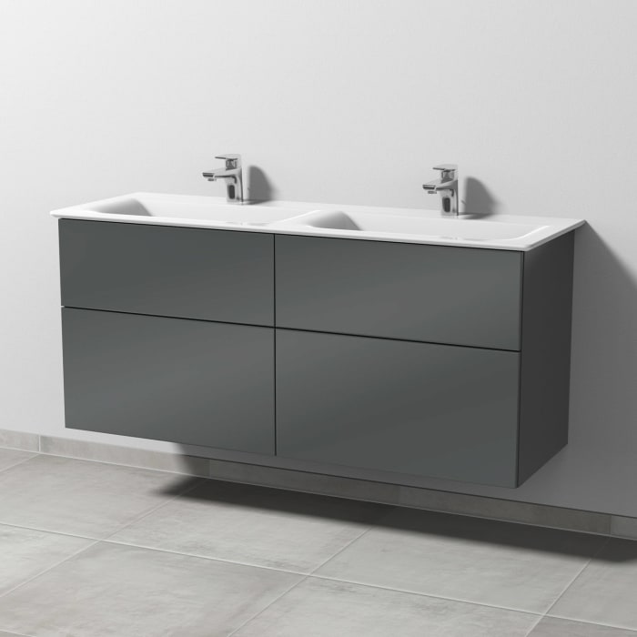 Sanipa 3way Waschtischunterbau für Keramik-Doppelwaschtisch Connect Air 134 cm, 4 Auszüge mit Push to open