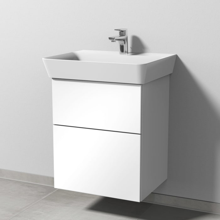 Sanipa 3way Waschtischunterbau für Keramik-Waschtisch Connect Air Cube 55 cm, 2 Auszüge mit Push to open