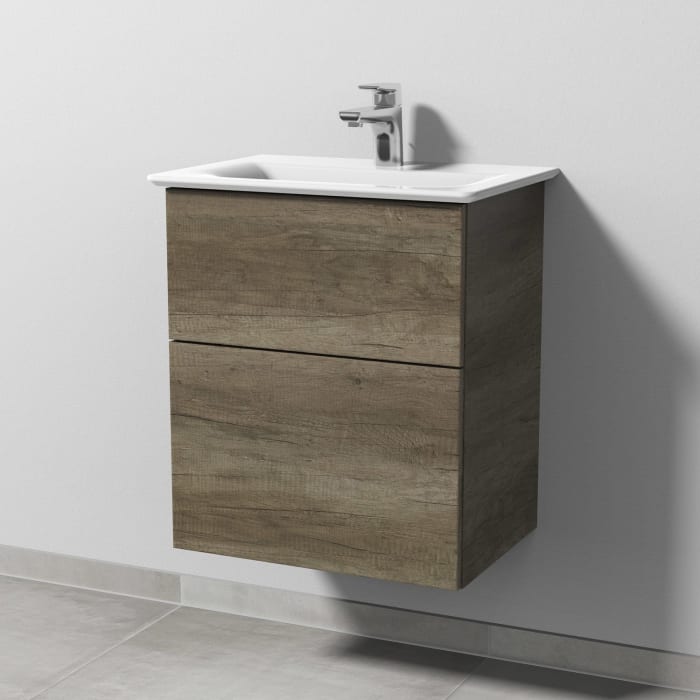 Sanipa 3way Waschtischunterbau für Keramik-Waschtisch Connect Air 54 cm, 2 Auszüge mit Push to open