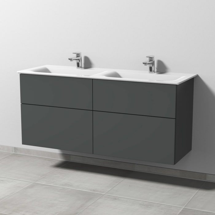 Sanipa 3way Waschtischunterbau für Keramik-Doppelwaschtisch Connect Air 134 cm, 4 Auszüge mit Push to open