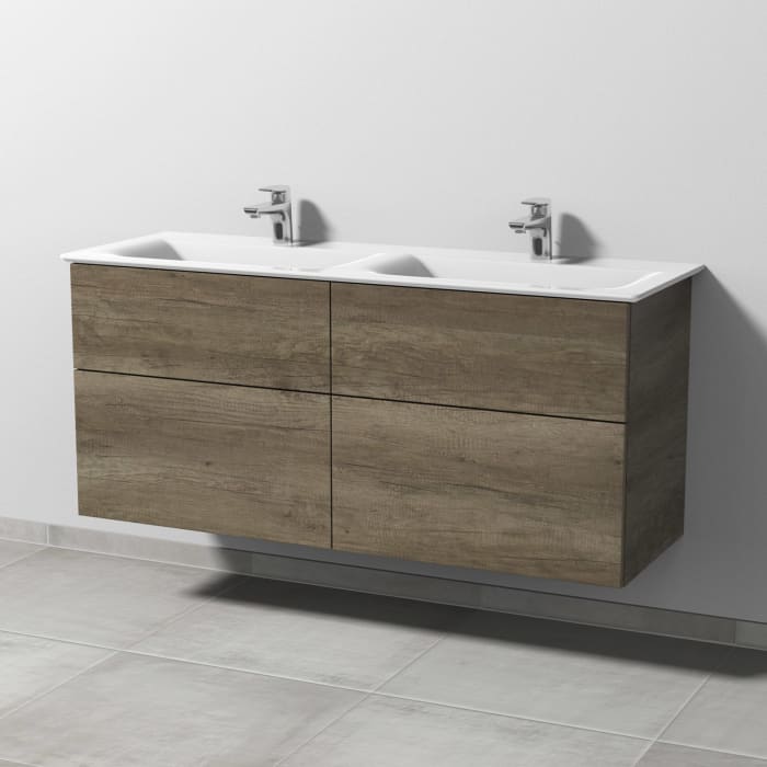 Sanipa 3way Waschtischunterbau für Keramik-Doppelwaschtisch Connect Air 134 cm, 4 Auszüge mit Push to open