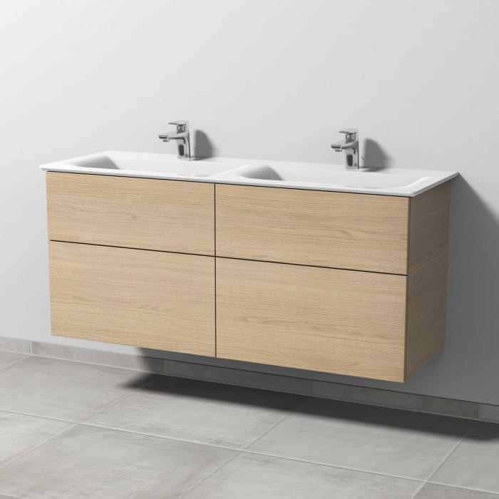 Sanipa 3way Waschtischunterbau für Keramik-Doppelwaschtisch Connect Air 134 cm, 4 Auszüge mit Push to open