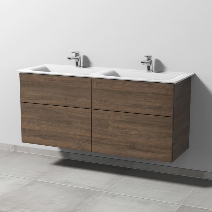 Sanipa 3way Waschtischunterbau für Keramik-Doppelwaschtisch Connect Air 134 cm, 4 Auszüge mit Push to open