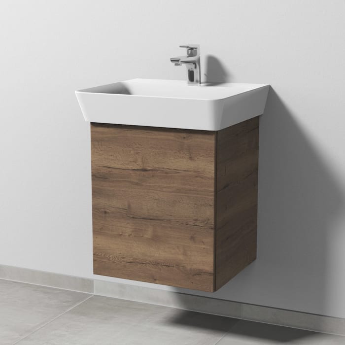 Sanipa 3way Waschtischunterbau für Keramik-Waschtisch Connect Air Cube 50 cm, 1 Tür, Anschlag links, mit Push to open