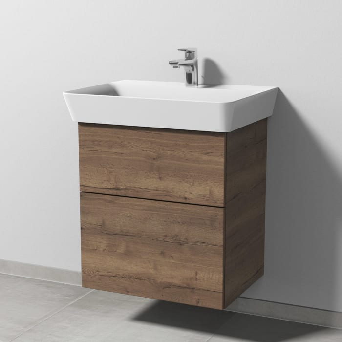 Sanipa 3way Waschtischunterbau für Keramik-Waschtisch Connect Air Cube 60 cm, 2 Auszüge mit Push to open