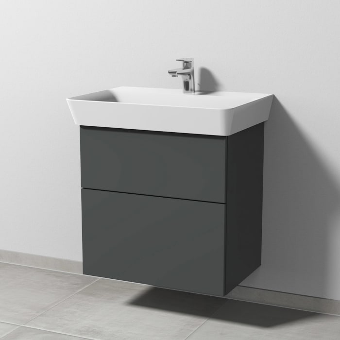 Sanipa 3way Waschtischunterbau für Keramik-Waschtisch Connect Air Cube 65 cm, 2 Auszüge mit Push to open