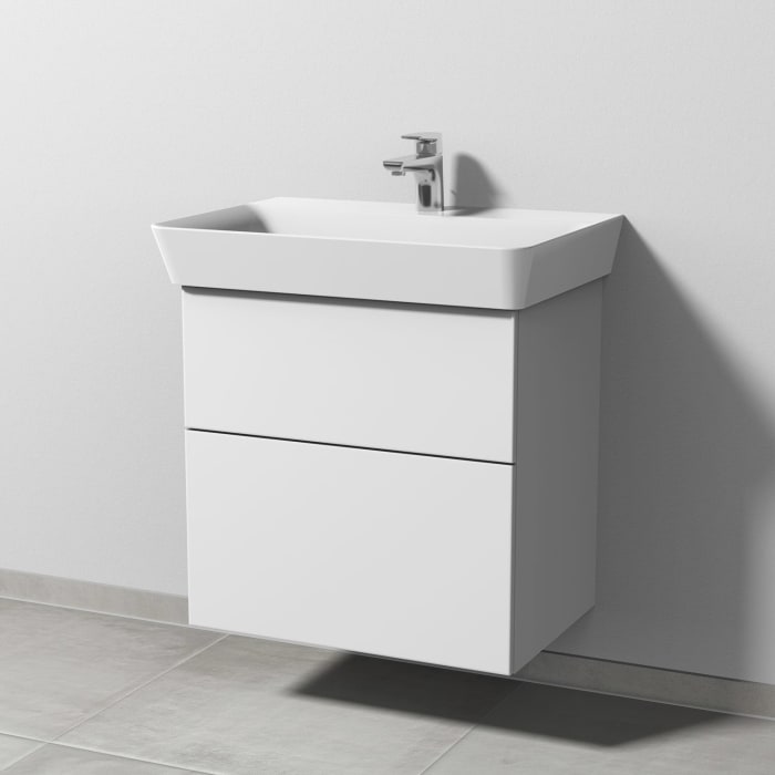 Sanipa 3way Waschtischunterbau für Keramik-Waschtisch Connect Air Cube 65 cm, 2 Auszüge mit Push to open