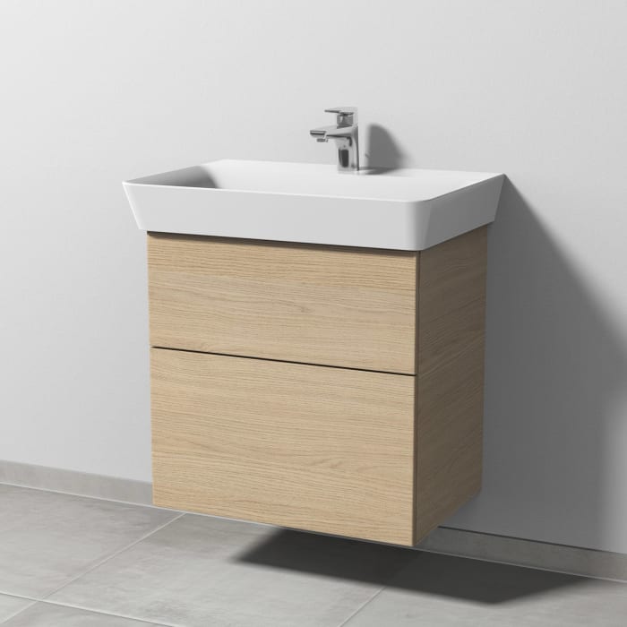 Sanipa 3way Waschtischunterbau für Keramik-Waschtisch Connect Air Cube 65 cm, 2 Auszüge mit Push to open