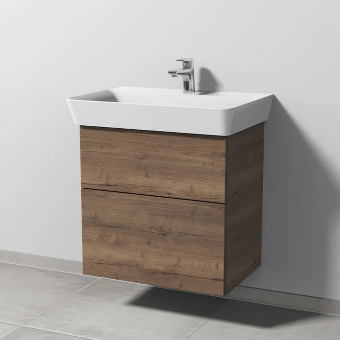 Sanipa 3way Waschtischunterbau für Keramik-Waschtisch Connect Air Cube 65 cm, 2 Auszüge mit Push to open