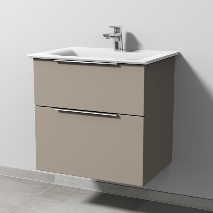 Sanipa 3way Waschtischunterbau für Keramik-Waschtisch Connect Air 64 cm, 2 Auszüge mit Aufsatzgriff