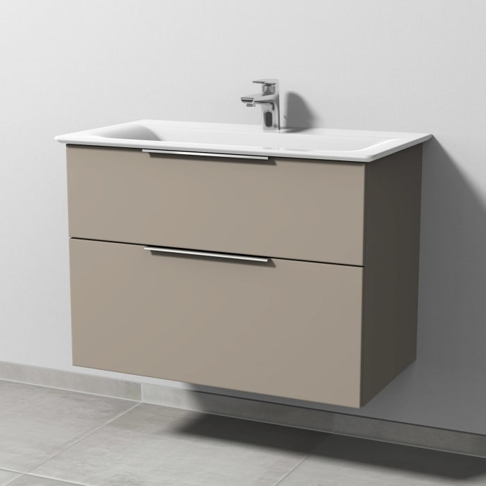 Sanipa 3way Waschtischunterbau für Keramik-Waschtisch Connect Air 84 cm, 2 Auszüge mit Aufsatzgriff