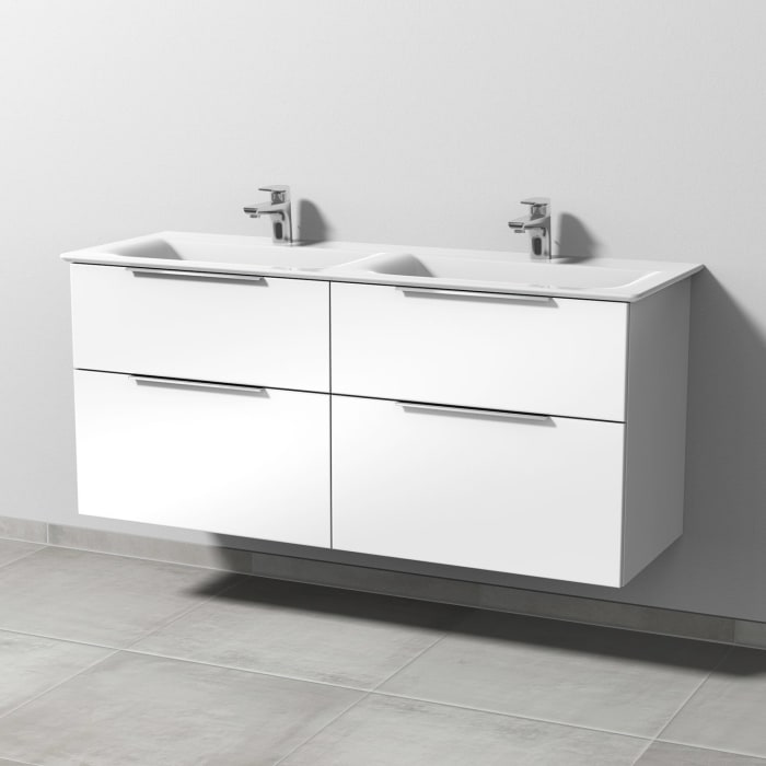 Sanipa 3way Waschtischunterbau für Keramik-Doppelwaschtisch Connect Air 134 cm, 4 Auszüge mit Aufsatzgriff