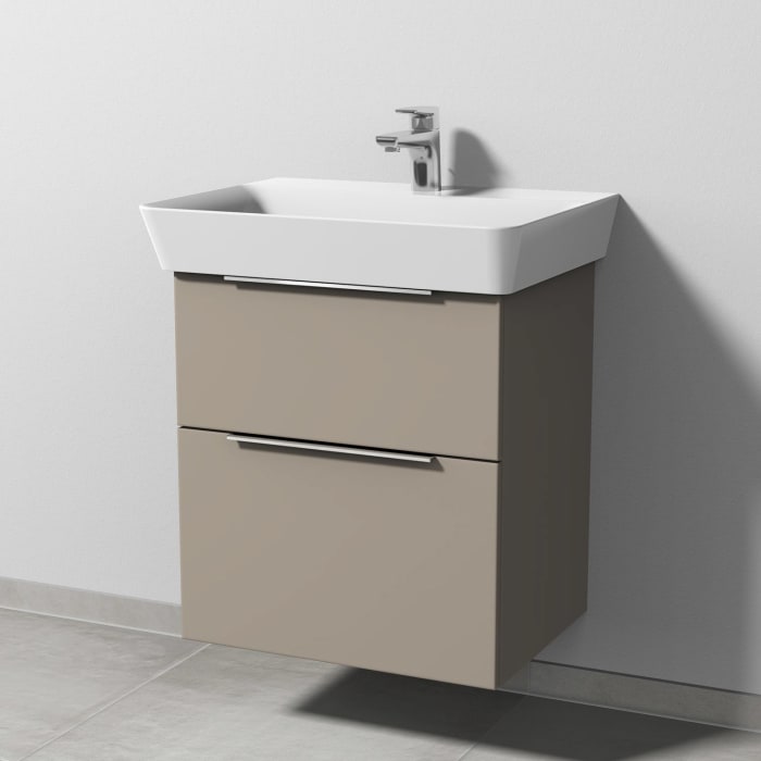 Sanipa 3way Waschtischunterbau für Keramik-Waschtisch Connect Air Cube 60 cm, 2 Auszüge mit Aufsatzgriff