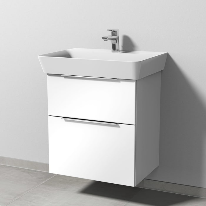 Sanipa 3way Waschtischunterbau für Keramik-Waschtisch Connect Air Cube 60 cm, 2 Auszüge mit Aufsatzgriff