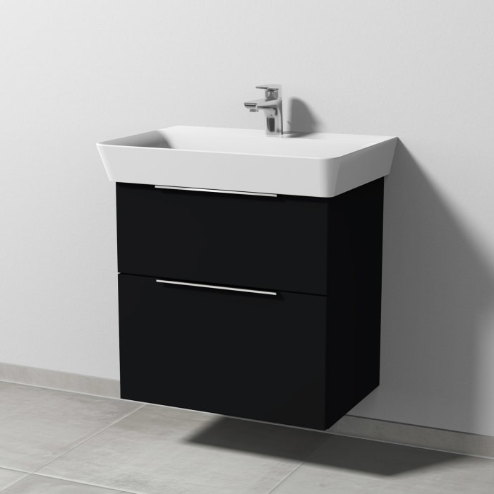 Sanipa 3way Waschtischunterbau für Keramik-Waschtisch Connect Air Cube 65 cm, 2 Auszüge mit Aufsatzgriff