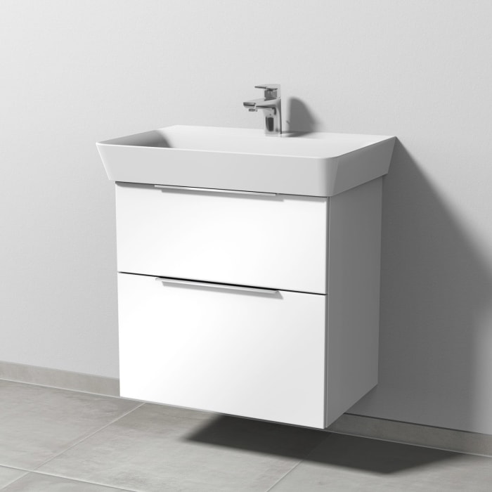 Sanipa 3way Waschtischunterbau für Keramik-Waschtisch Connect Air Cube 65 cm, 2 Auszüge mit Aufsatzgriff