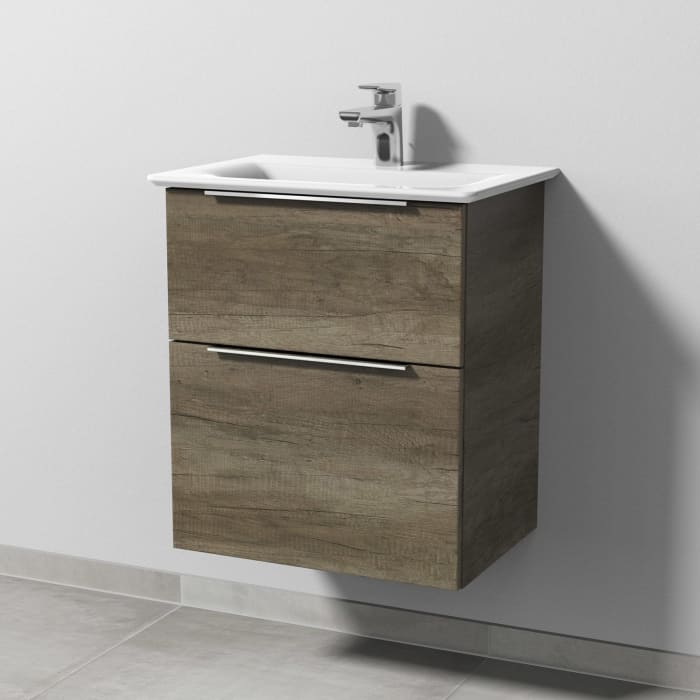 Sanipa 3way Waschtischunterbau für Keramik-Waschtisch Connect Air 54 cm, 2 Auszüge mit Aufsatzgriff