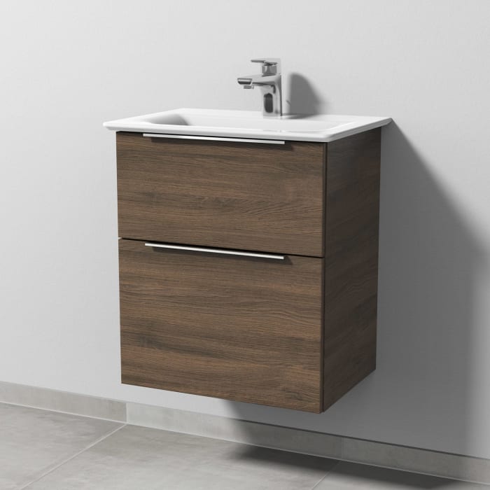 Sanipa 3way Waschtischunterbau für Keramik-Waschtisch Connect Air 54 cm, 2 Auszüge mit Aufsatzgriff