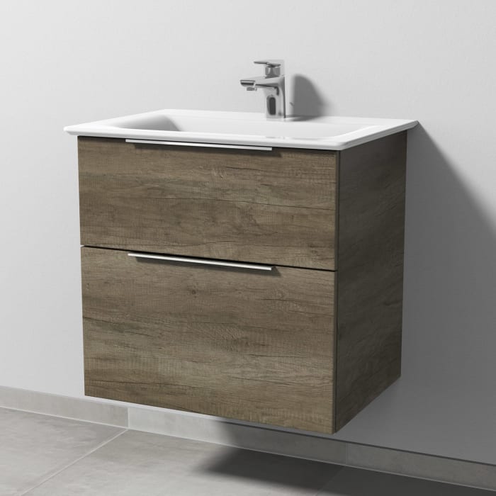 Sanipa 3way Waschtischunterbau für Keramik-Waschtisch Connect Air 64 cm, 2 Auszüge mit Aufsatzgriff