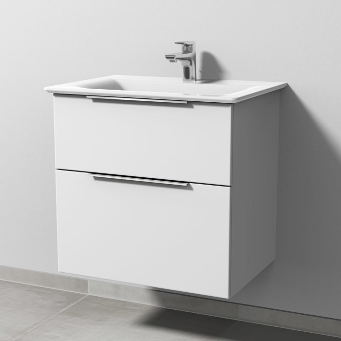 Sanipa 3way Waschtischunterbau für Keramik-Waschtisch Connect Air 64 cm, 2 Auszüge mit Aufsatzgriff