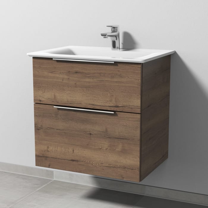 Sanipa 3way Waschtischunterbau für Keramik-Waschtisch Connect Air 64 cm, 2 Auszüge mit Aufsatzgriff