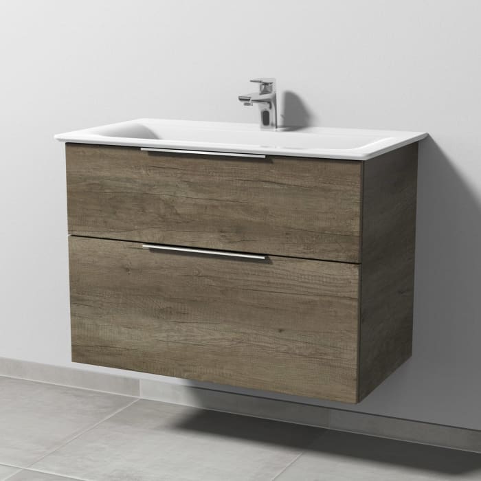 Sanipa 3way Waschtischunterbau für Keramik-Waschtisch Connect Air 84 cm, 2 Auszüge mit Aufsatzgriff